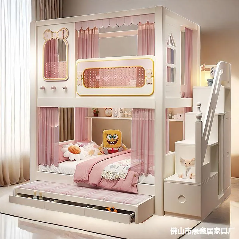 Solid  High and Low Two Layer  - огляд і ціна Bunk Bed With Stairs And Slide