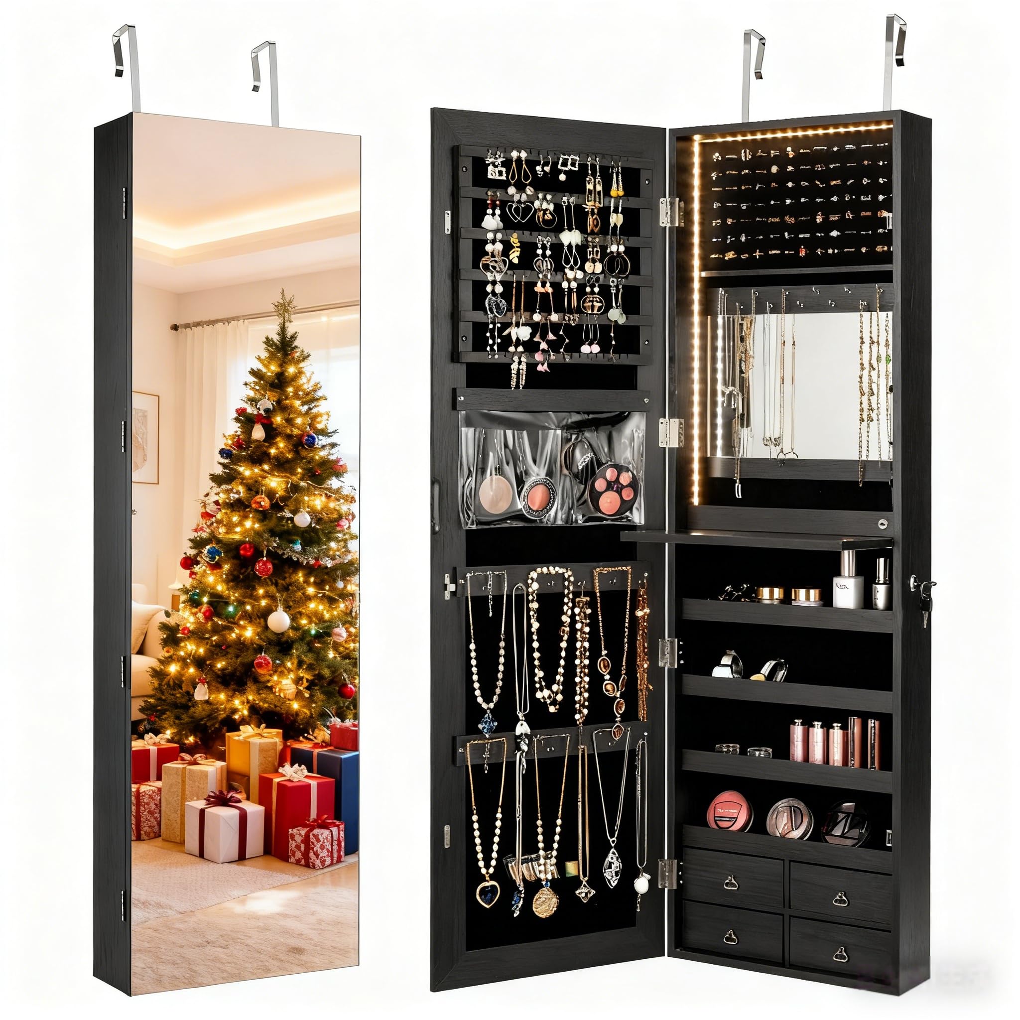 47” LED Jewelry Armoire, Door/ - огляд і ціна Full Length Mirror Jewelry Armoire